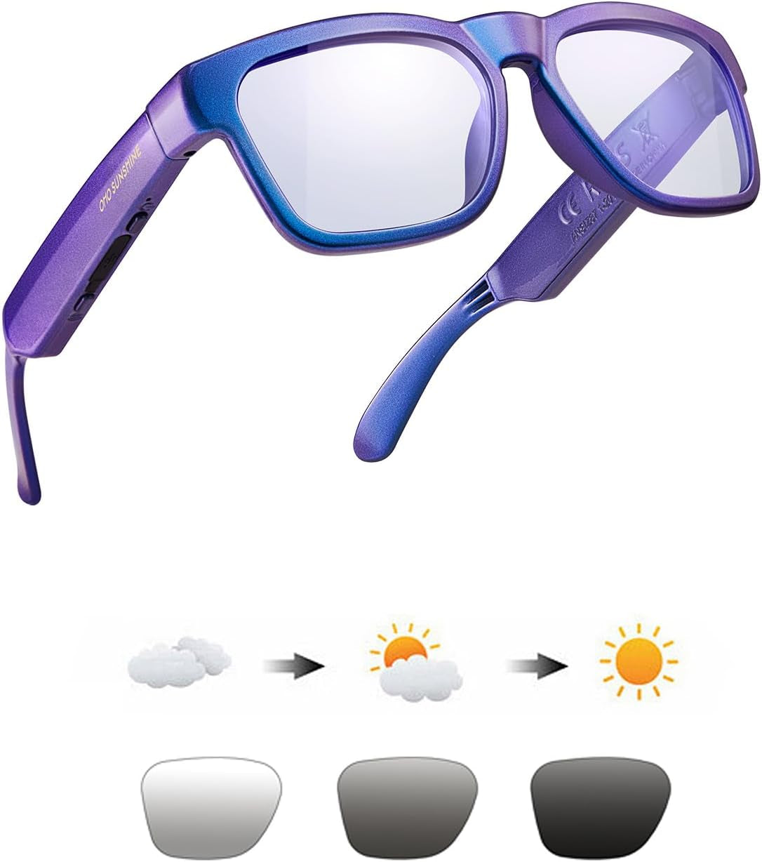 Oho Smart Glasses,Polarized Sunglasses with Bluetooth Speaker,Athletic/Outdoor UV Protection and Voice Control,Unisex(Grey Lens)