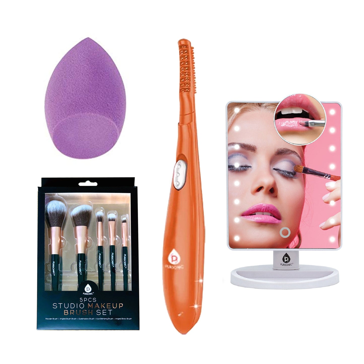 Pursonic Beauty Kit – Curler, Mirror & Brush Set