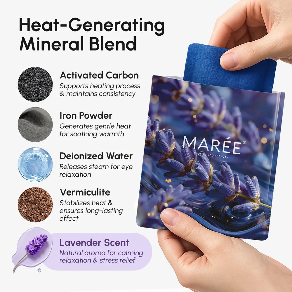 Marée® Steam Eye Mask | Self-Heating Lavender Eye Mask for Relaxation & Tired Eyes