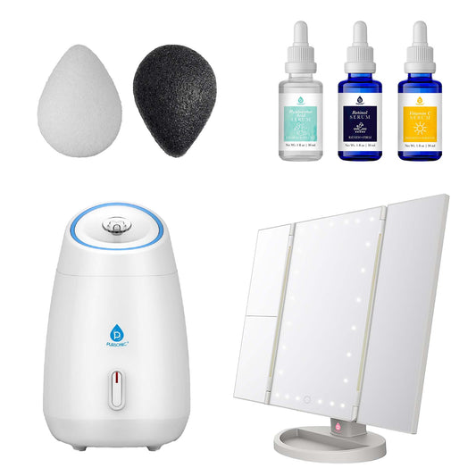 Radiance Skincare Bundle – Steamer, Serum Set & Vanity Mirror