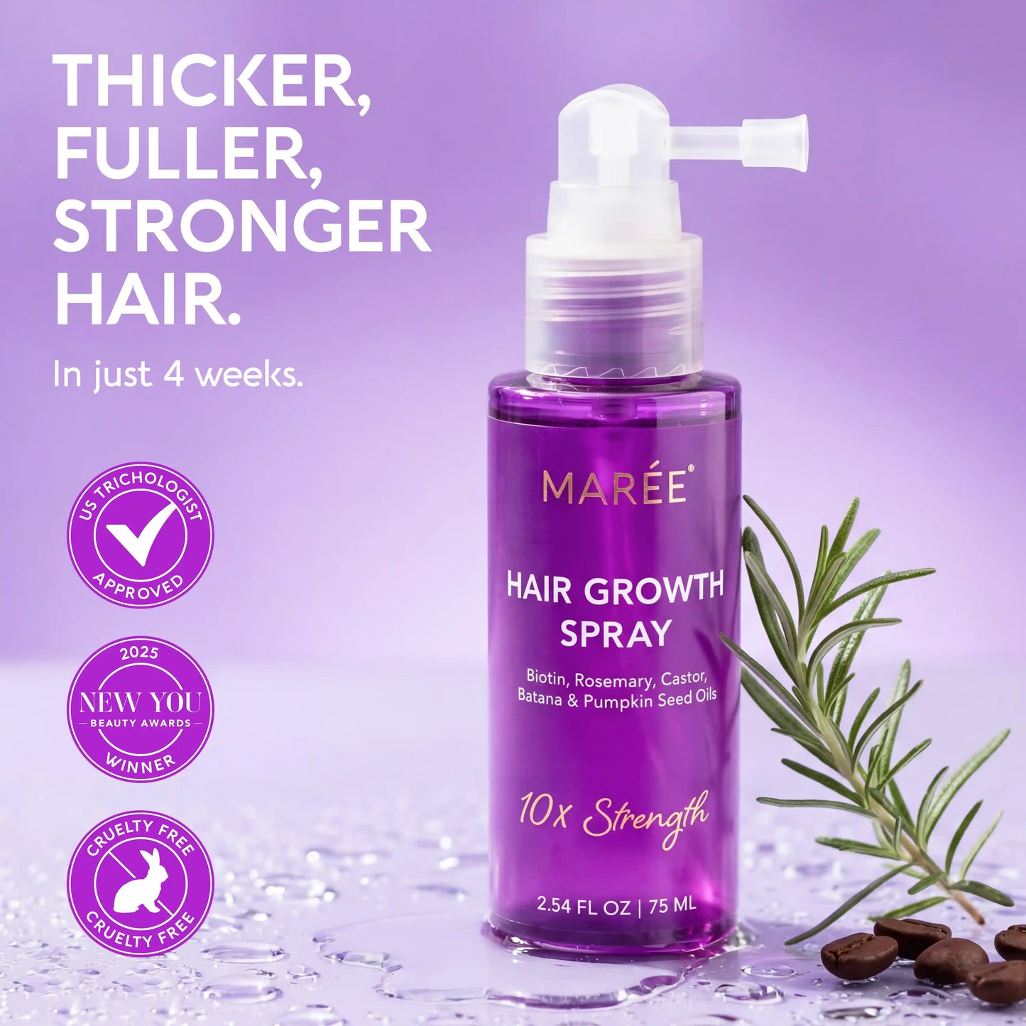 Marée® 4-in-1 Hair Growth Spray | Scalp Treatment for Fuller, Stronger-Looking Hair