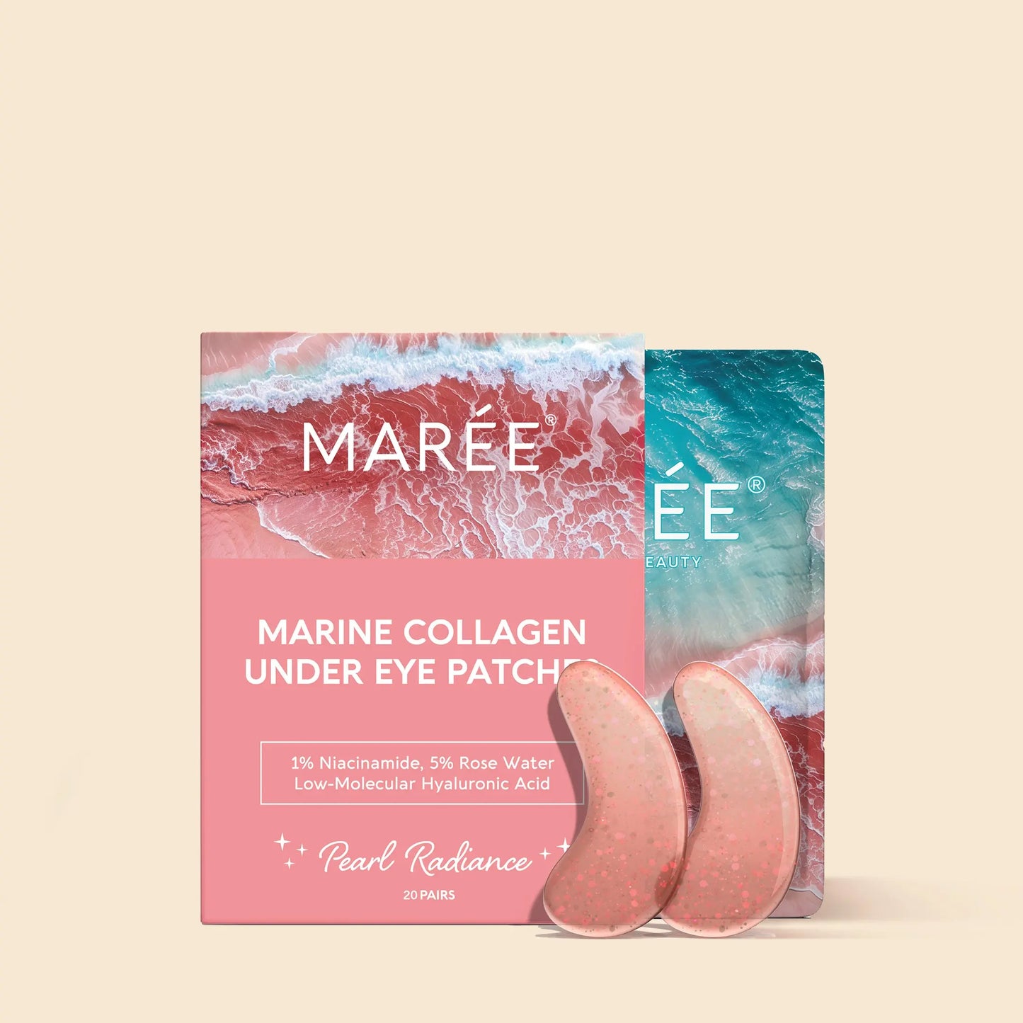 MAREE Pink Eye Gels - Marine Collagen Under Eye Patches for Puffy Eyes and Dark Circles