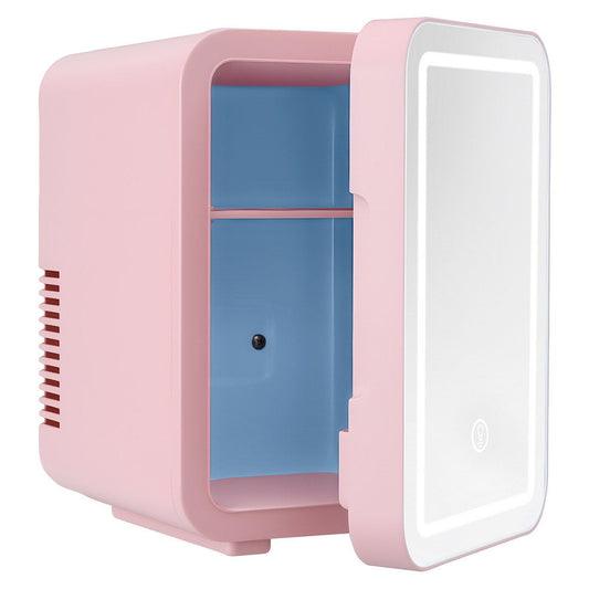Glacio Mini Skincare Fridge 4L – Pink LED Mirror Beauty Cooler & Warmer