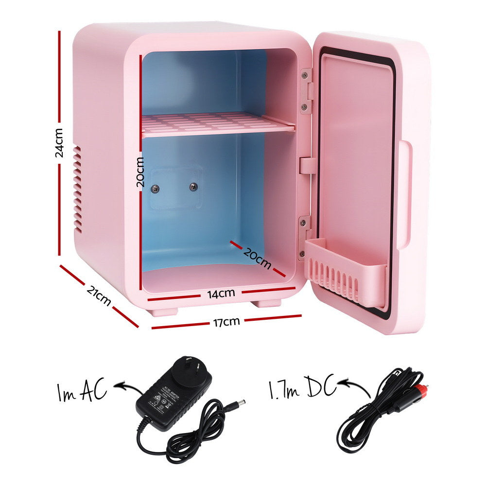Glacio Mini Skincare Fridge 4L – Pink LED Mirror Beauty Cooler & Warmer