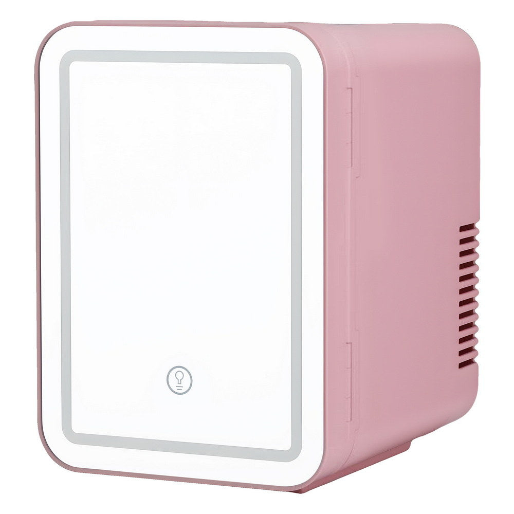 Glacio Mini Skincare Fridge 4L – Pink LED Mirror Beauty Cooler & Warmer