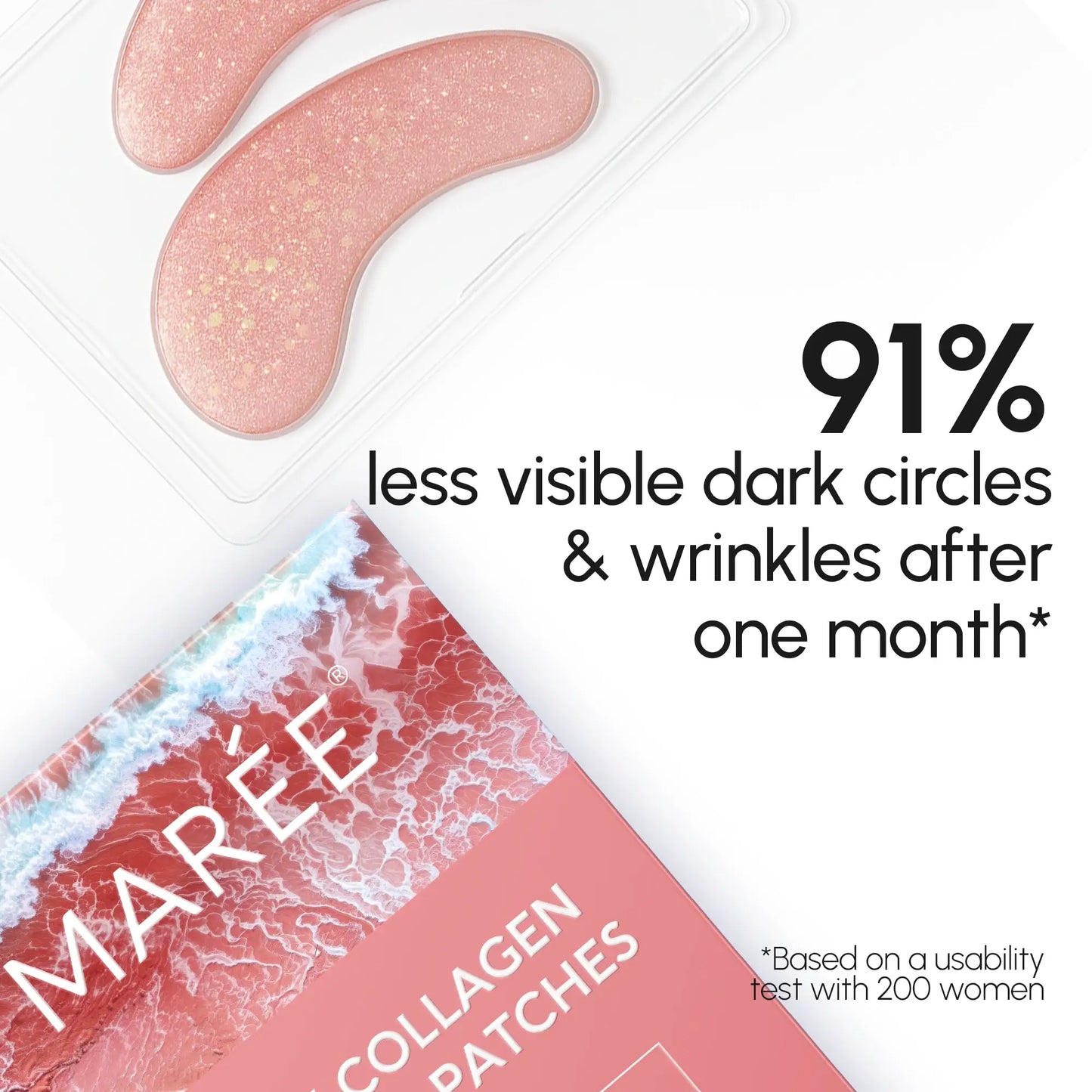 MAREE Pink Eye Gels - Marine Collagen Under Eye Patches for Puffy Eyes and Dark Circles