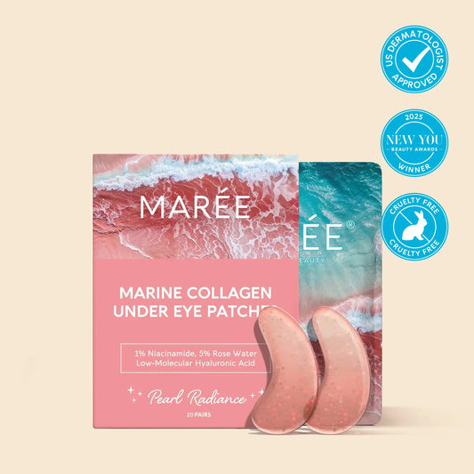 MAREE Pink Eye Gels - Marine Collagen Under Eye Patches for Puffy Eyes and Dark Circles