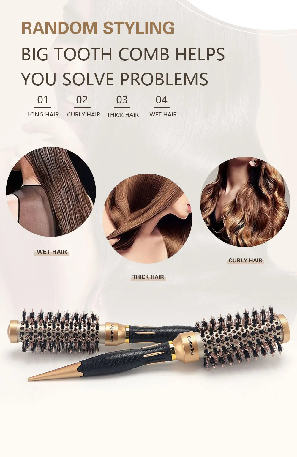 New Handle Round Rolling Brush