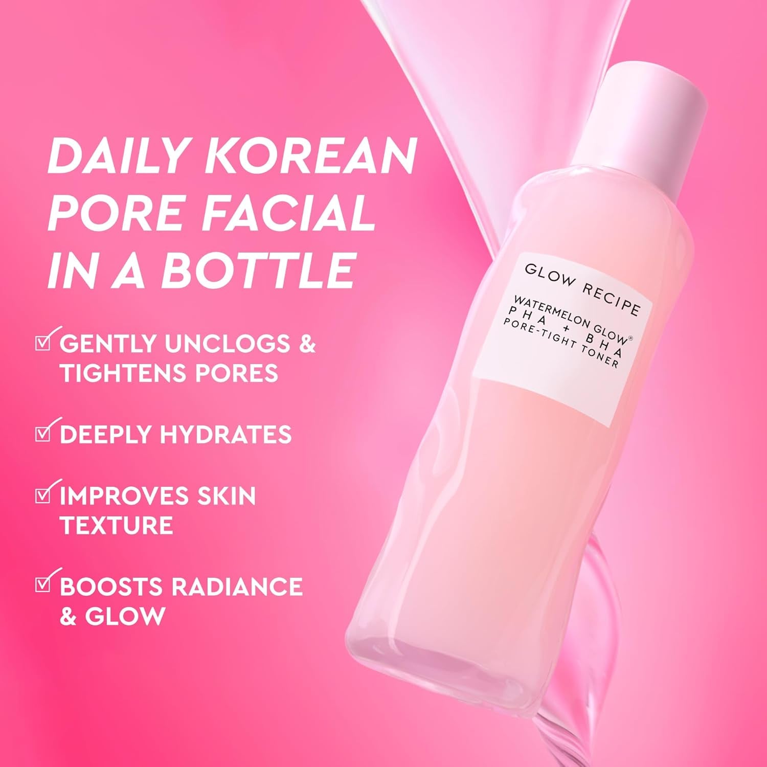 PHA + BHA Face Toner, Korean Exfoliating Toner for Pores, Gentle Chemical Exfoliant + Hydrating Toner, Watermelon, Cactus Water + Glycerin (150Ml)