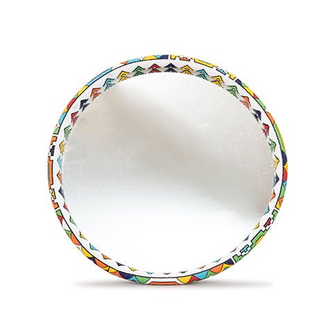 Handmade Beaded Ndebele Mirror Medium 16” – White Rim Wall Decor