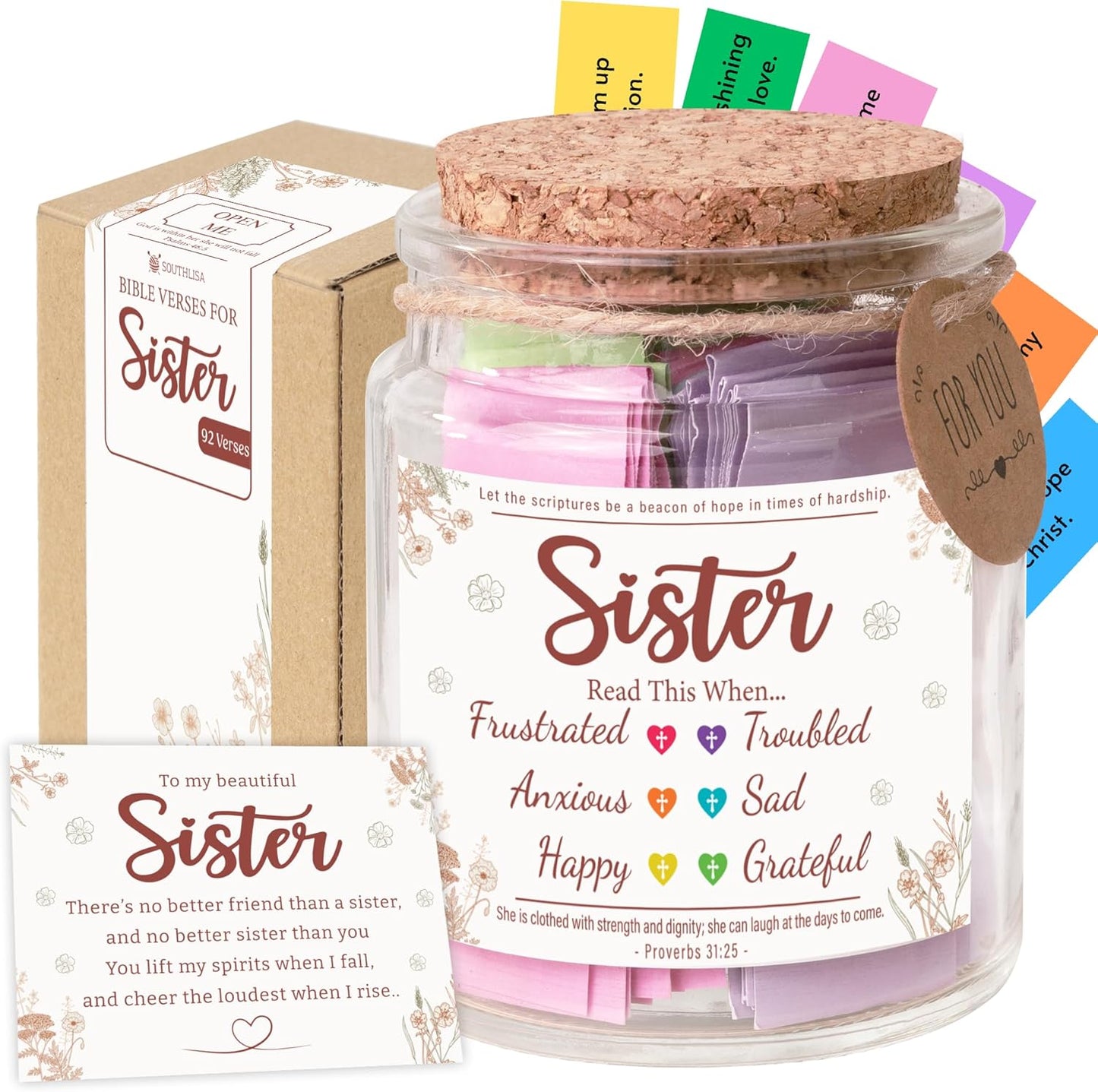 Read This When Bible Verses Jar for Daily Encouragement – Christian, Birthday & Christmas Gifts for Women; Great Gift for Mom, White Elephant Gift & Stocking Stuffer for Women