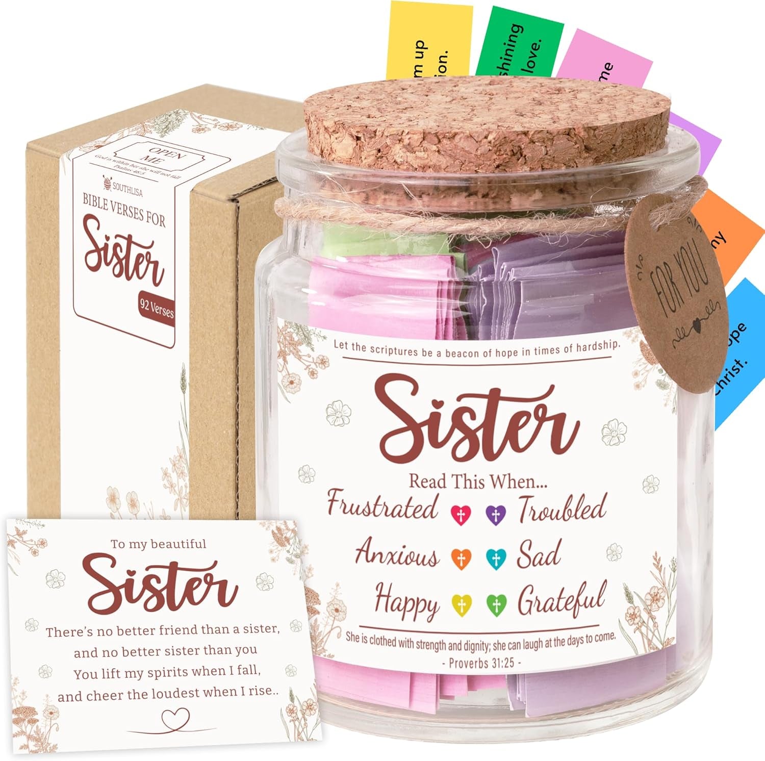 Read This When Bible Verses Jar for Daily Encouragement – Christian, Birthday & Christmas Gifts for Women; Great Gift for Mom, White Elephant Gift & Stocking Stuffer for Women