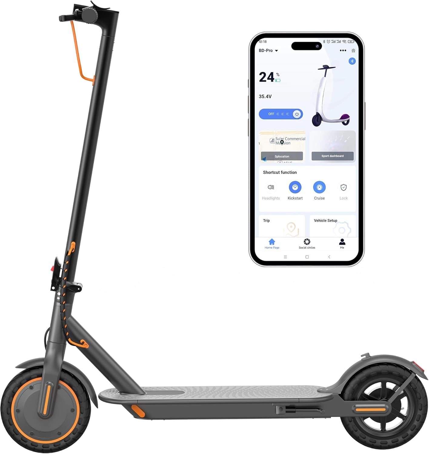 Electric Scooter, 350W/500W Powerful Motor, 8.5"/10" Solid Tires, 19/22Mph, 28/21/12 Miles Range,Dual Braking