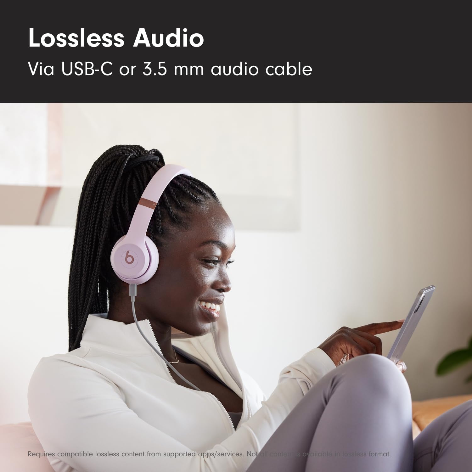 Solo 4 - Wireless Bluetooth On-Ear Headphones,  & Android Compatible, up to 50 Hours of Battery Life - Cloud Pink