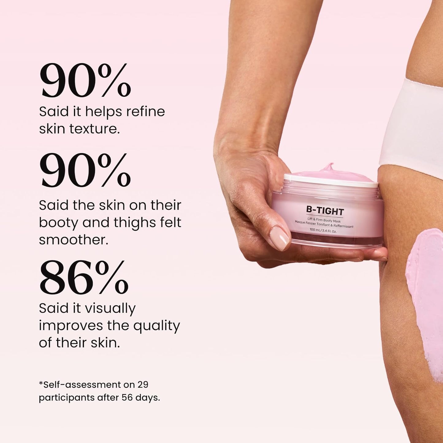 B-TIGHT Lift & Firm Booty Mask - Skin Tightening & Firming Cream for Booty & Thighs - Cellulite Cream with Caffeine & Brazilian Peppertree - Butt Mask for Smooth-Looking Skin (3.4 Fl Oz)