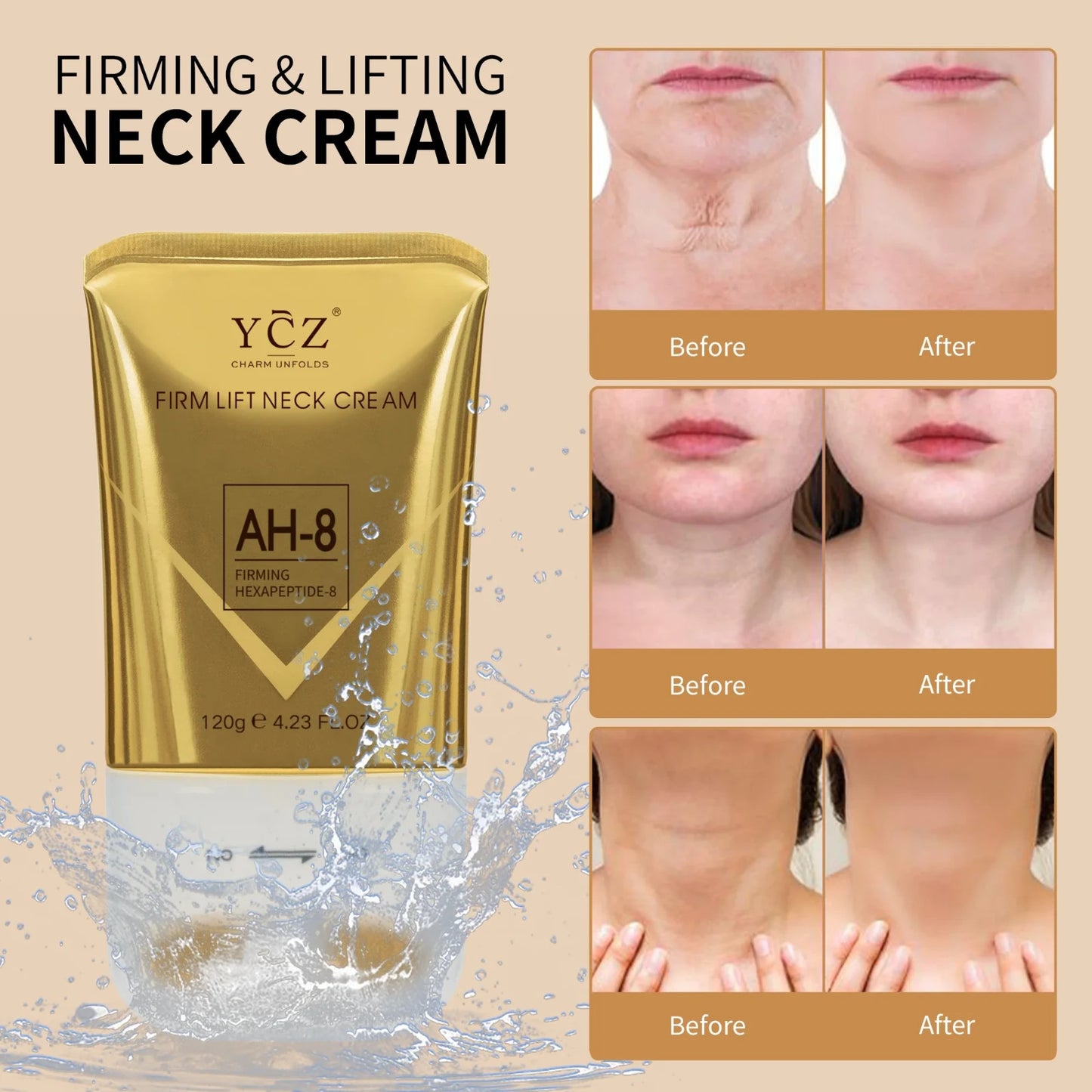 Ycz AH-8 Firming Neck Cream Skin Care Hexapeptide Moisturizes Anti-Aging 4.2Oz