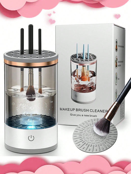 Professional title: "Portable Electric Makeup Brush Cleaner with USB Charging, Includes Cleaning Mat for All Brush Sizes"