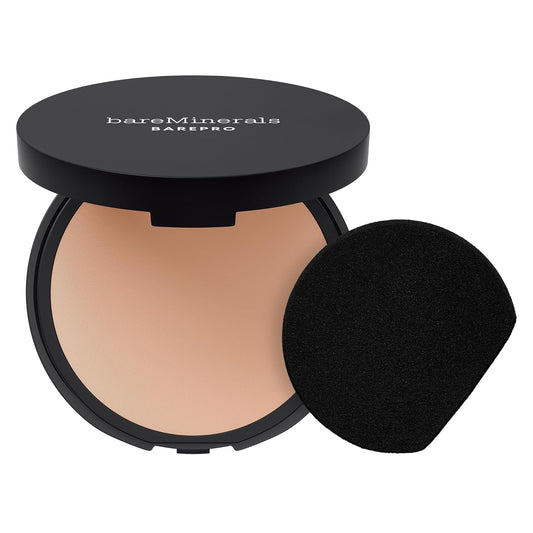 Barepro Skin-Perfecting Powder Foundation, Matte Pressed Powder Foundation Full Coverage with Plant-Based Squalene, Talc-Fee Pressed Powder Compact, Oil Control, Vegan