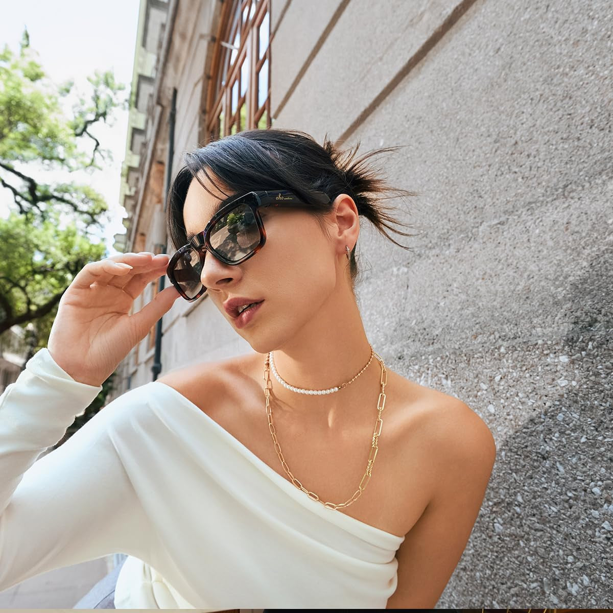 Oho Smart Glasses,Polarized Sunglasses with Bluetooth Speaker,Athletic/Outdoor UV Protection and Voice Control,Unisex(Grey Lens)