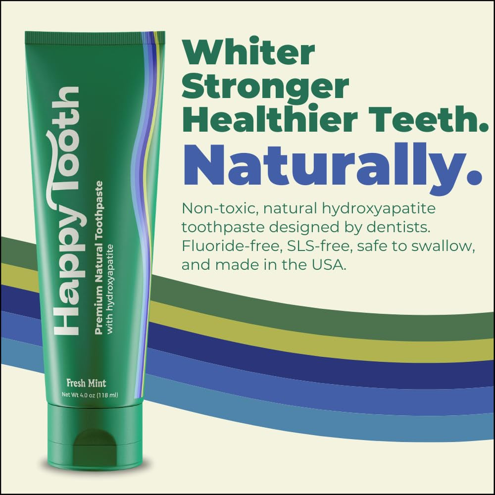 Hydroxyapatite Toothpaste, Fluoride Free, Natural Whitening for Kids, Toddlers and Adults, SLS Free, Enamel Safe, Dentist Formulated with Clean Ingredients, Fresh Mint Flavor, 4.0 Oz