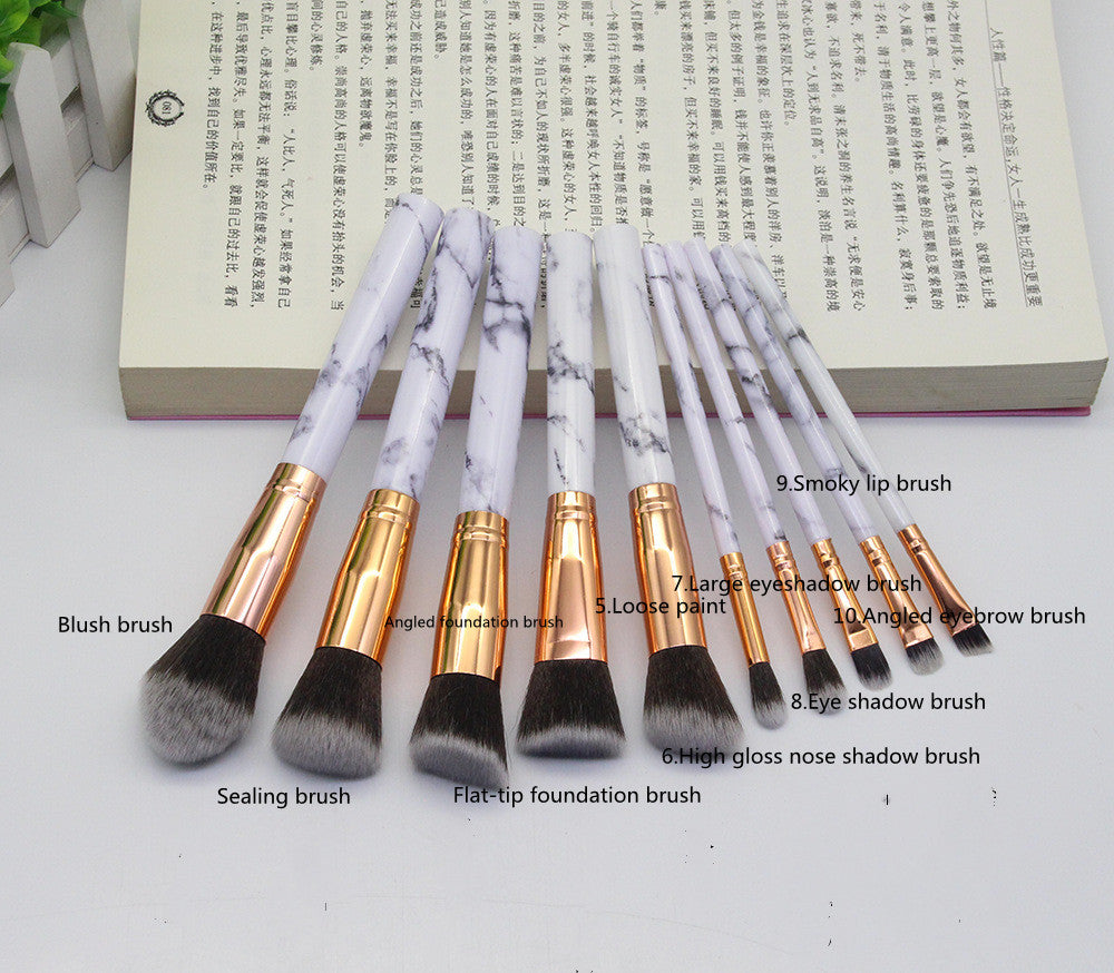 15-PC Marbled Design Makeup Brush Set