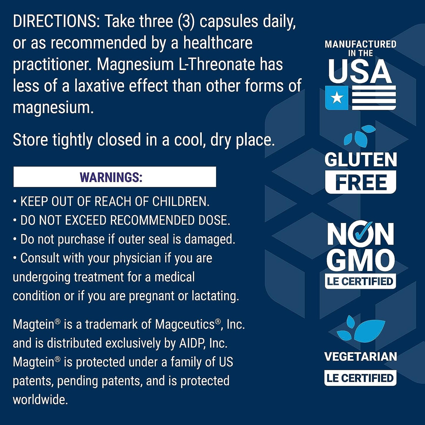 Neuro-Mag Magnesium L-Threonate, Magtein, Magnesium Supplement, Brain Health, Memory & Attention, Gluten Free, Vegetarian, Non-Gmo, 90 Vegetarian Capsules