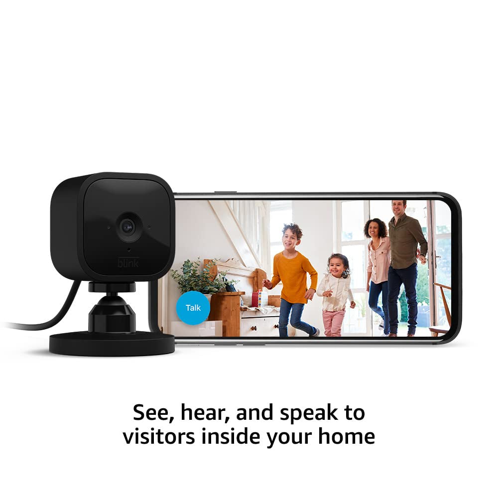 Mini - Compact Indoor Plug-In Smart Security Camera, 1080P HD Video, Night Vision, Motion Detection, Two-Way Audio, Easy Set Up, Works with Alexa – 1 Camera (Black)