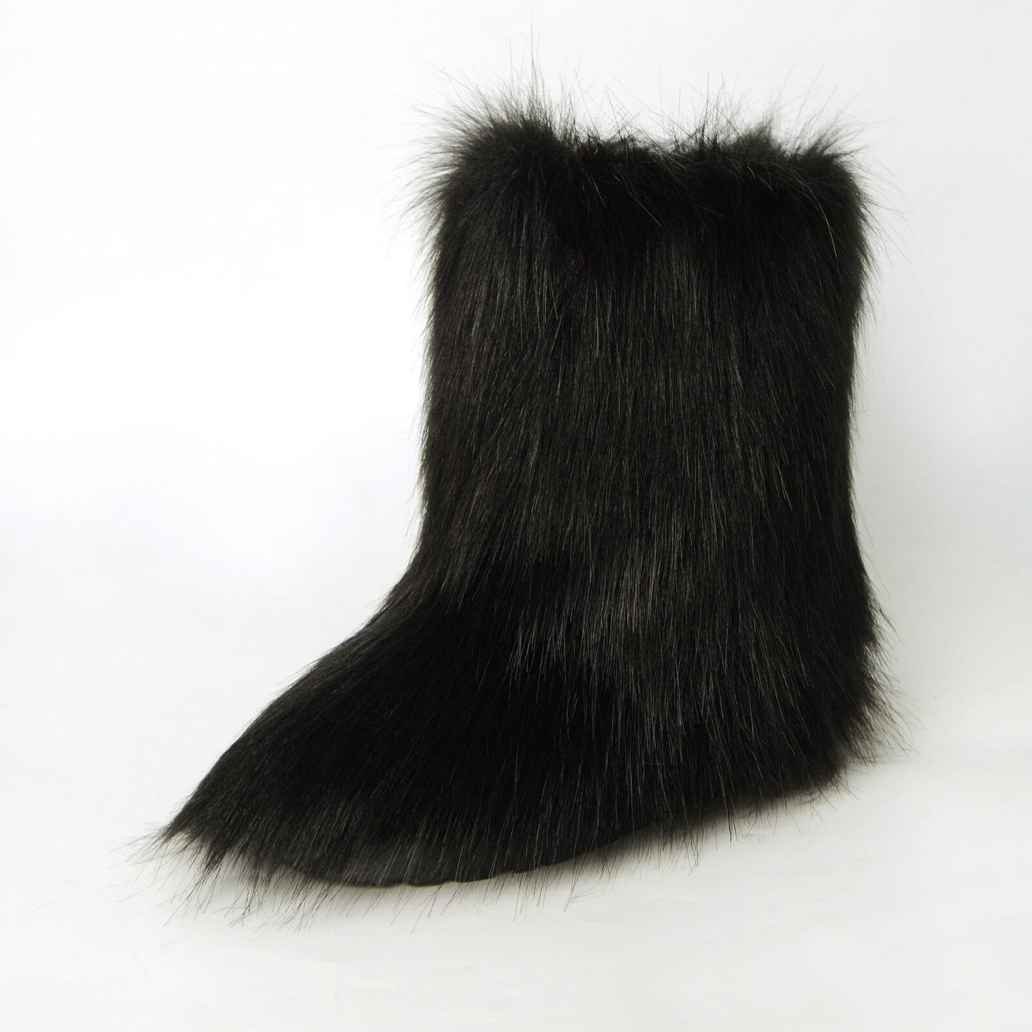 Women Faux Fur Boots Fuzzy Fluffy Furry round Toe Winter Snow Boots Warm Shoes