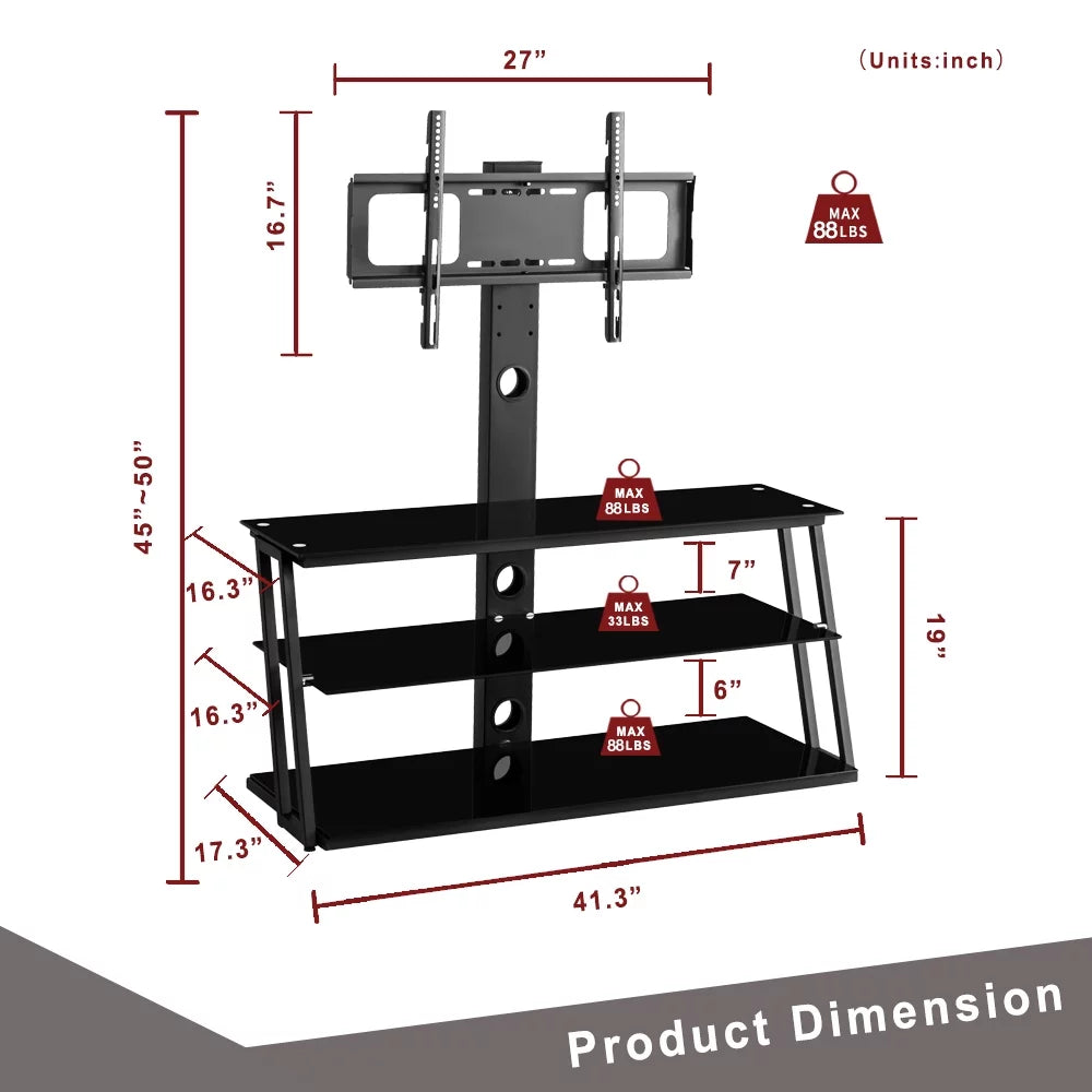 Swivel Floor TV Stand, Bedroom TV Stand with Mount for 32 to 65" TV