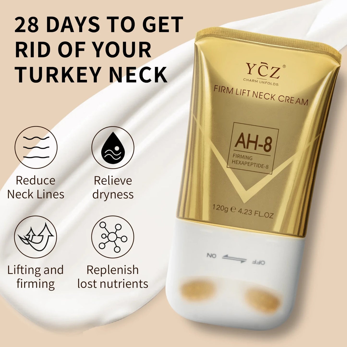 Ycz AH-8 Firming Neck Cream Skin Care Hexapeptide Moisturizes Anti-Aging 4.2Oz