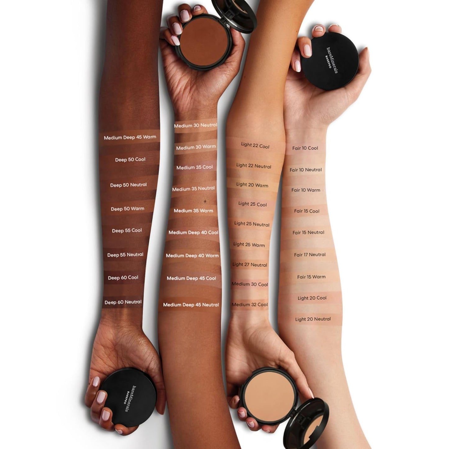 Barepro Skin-Perfecting Powder Foundation, Matte Pressed Powder Foundation Full Coverage with Plant-Based Squalene, Talc-Fee Pressed Powder Compact, Oil Control, Vegan