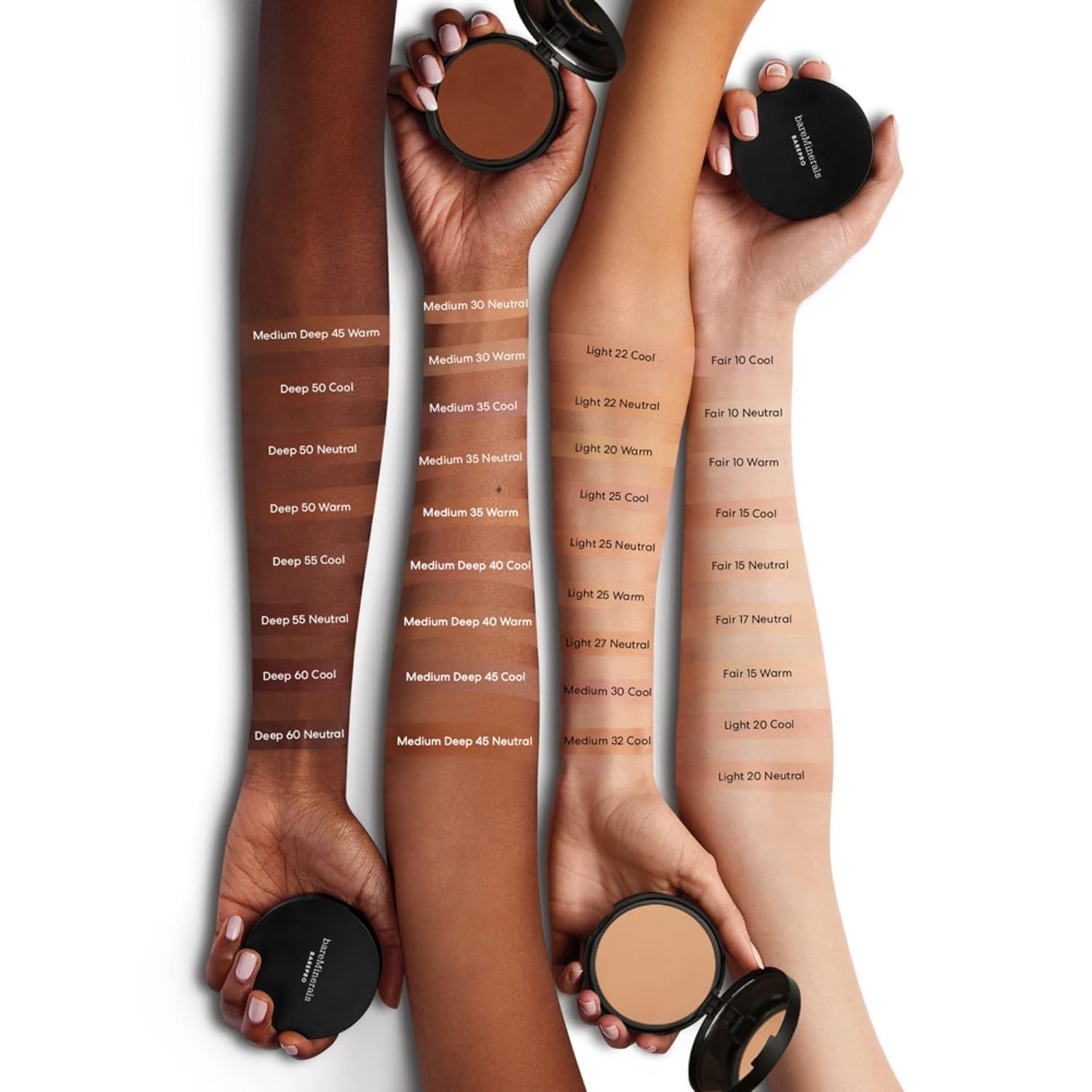 Barepro Skin-Perfecting Powder Foundation, Matte Pressed Powder Foundation Full Coverage with Plant-Based Squalene, Talc-Fee Pressed Powder Compact, Oil Control, Vegan