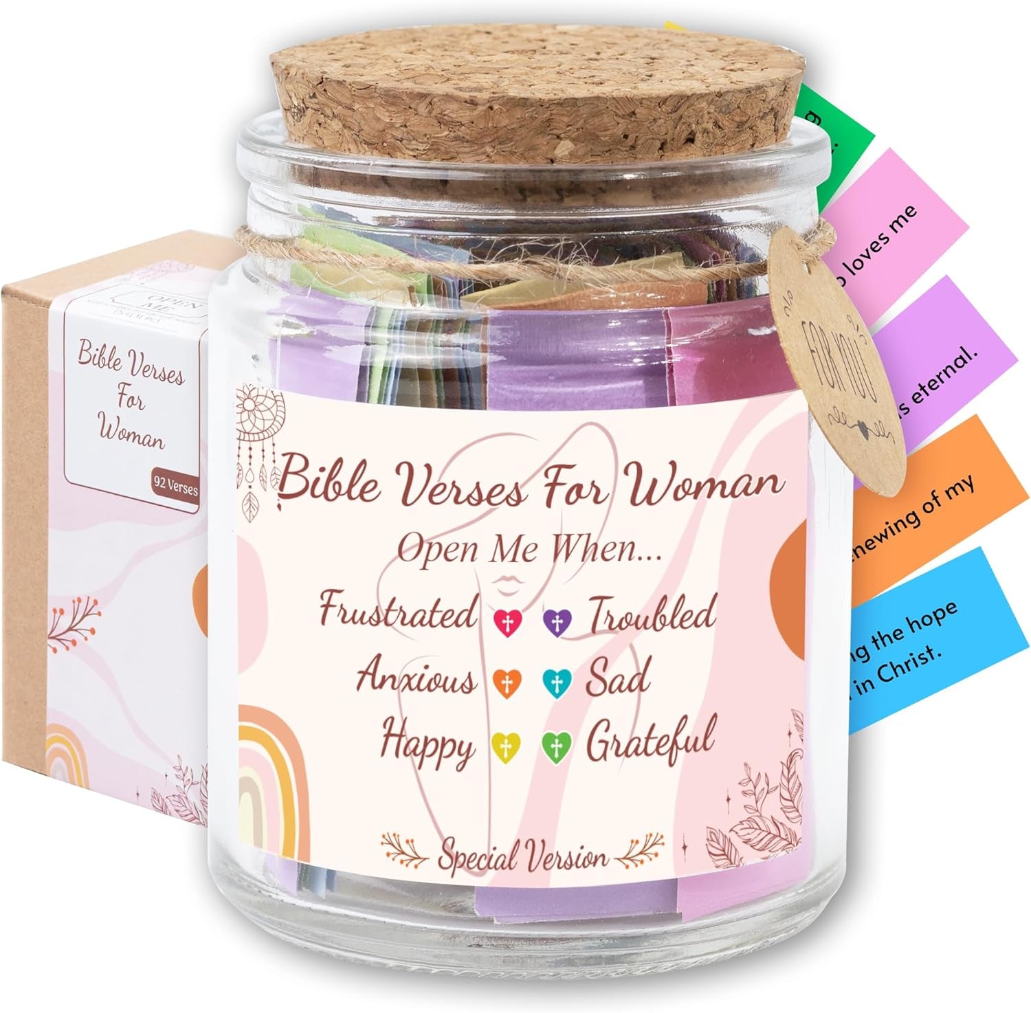 Read This When Bible Verses Jar for Daily Encouragement – Christian, Birthday & Christmas Gifts for Women; Great Gift for Mom, White Elephant Gift & Stocking Stuffer for Women