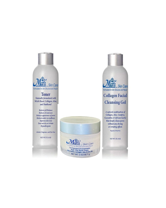 Marli Daily Skin Care Kit – Cleanser, Toner & Repair Cream Set